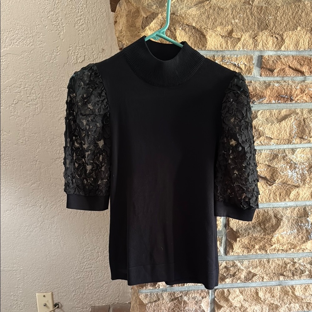 Elegant Black Lace Sleeve Top